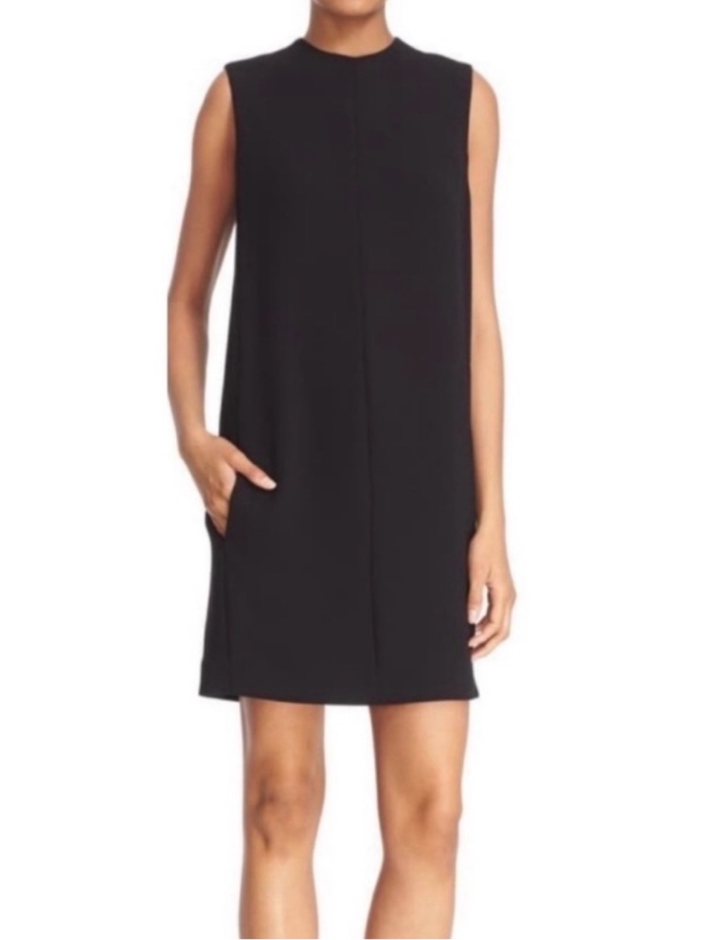 Vince Black Sleeveless Pocketed Fully Lined Shift Dress with Back Keyhole Size 0